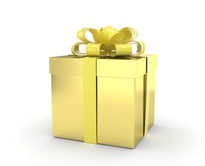 gift box with bows isolated on white. 3d rendering.