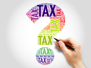 Tax Question mark, word cloud business concept