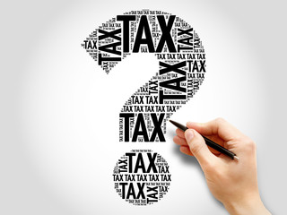 Tax Question mark, word cloud business concept