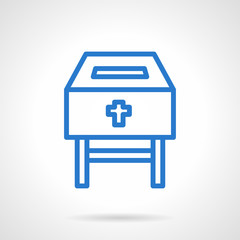 Charity box blue line vector icon