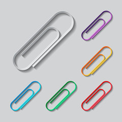 Paper clip icon set. paper design with colored objects