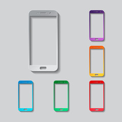 Sellphone icon set. paper design with colored objects