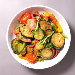 ratatouille,fried vegetables and herbs