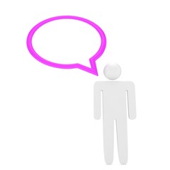 3d man with talk bubbles isolated over a white background. 3d rendering.