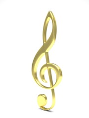 Fototapeta premium treble clefon white. 3d rendering.
