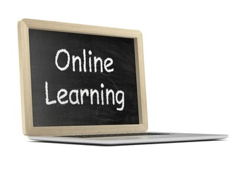  Laptop with chalkboard, online education concept. 3d rendering.