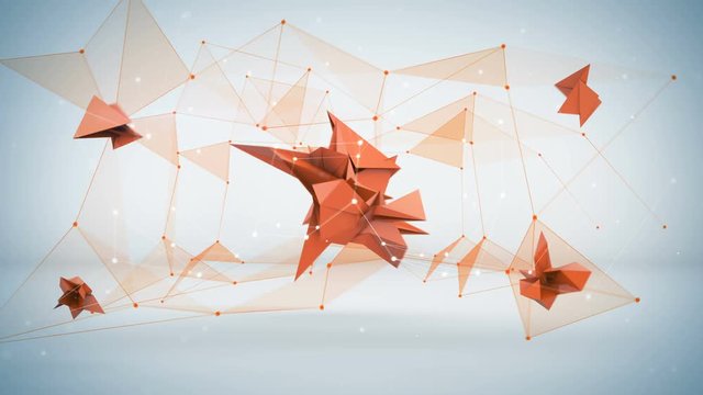 Futuristic network shape. Abstract 3d render animation loop 4k UHD (3840x2160) 
