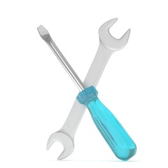 3D Illustration Wrench and screwdriver, service concept