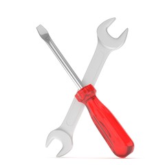 3D Illustration Wrench and screwdriver, service concept