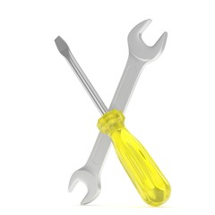 3D Illustration Wrench and screwdriver, service concept