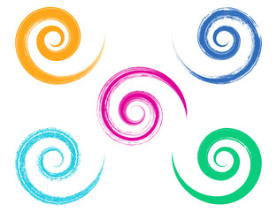 Spiral vector brush strokes collection