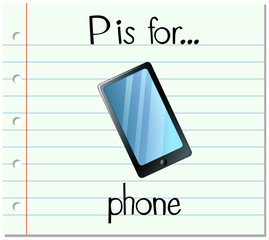 Flashcard letter P is for phone