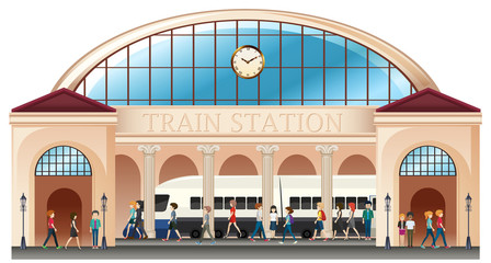 People at train station - obrazy, fototapety, plakaty
