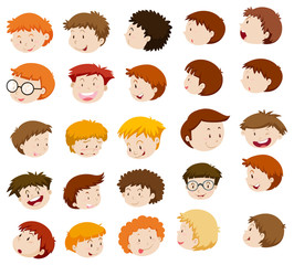 Boy heads with different expressions