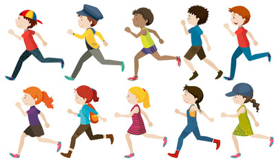 Boys and girls running