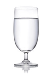 Glass with water on white background