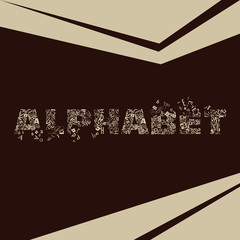alphabet biege letters on brown background - 108958805
