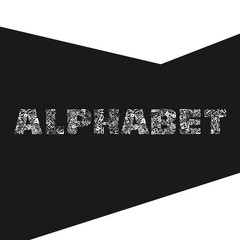alphabet white letters on black background