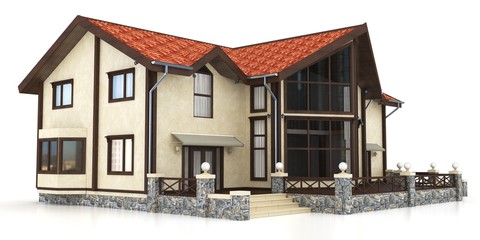 3d modern house exterior