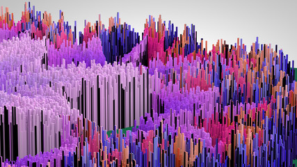 3D illustration of abstract macro render structure made of millions columns