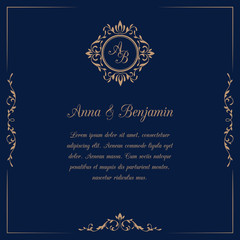 Wedding invitation with monogram