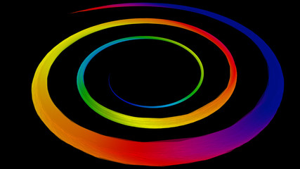 3D illustration of colored circle lines