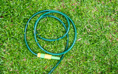 Rubber tube in the garden.