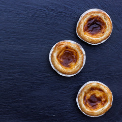 Egg tart on a grunge background