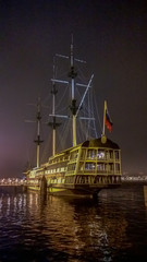 Fototapeta na wymiar sailing vessel on the night mooring