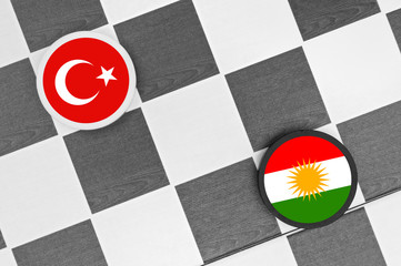 Draughts (Checkers) - Turkey vs Kurdistan. Political or military conflict between state and...