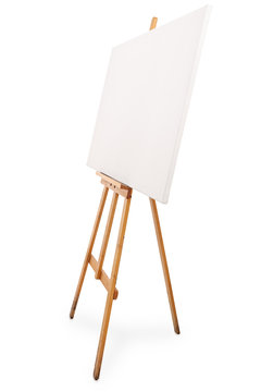 Easel with a blank canvas on it
