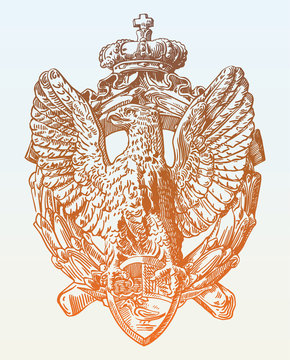 sketch digital drawing of heraldic sculpture eagle in Rome, Ital