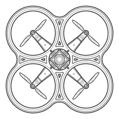 vector outline quadcopter drone illustration. - obrazy, fototapety, plakaty
