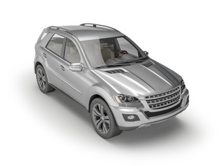 Silver Suv on white background