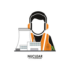 Nuclear design. worker and industry concept