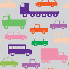 Cars and trucks seamless pattern