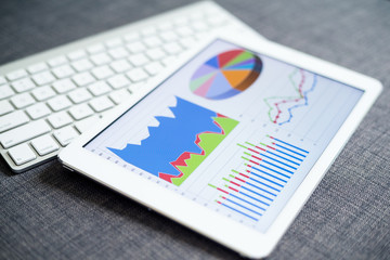  Business charts and diagrams on digital tablet