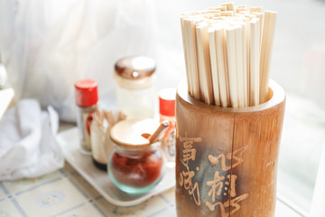 Fototapeta na wymiar Wooden chopsticks
