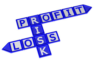 Blocks with word Profit, Risk, Loss
