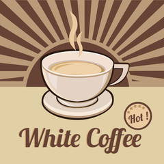 White Coffee background poster card. Vector image