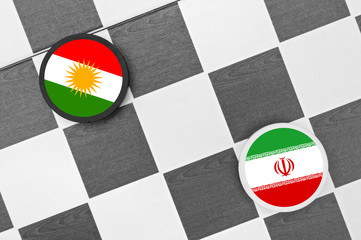 Draughts (Checkers) - Iran vs Kurdistan. Political or military conflict between state and minority...