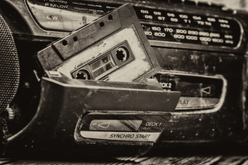 old cassette tape and player