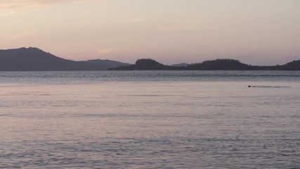 Plongée sous marine, snorkeling au couché du soleil