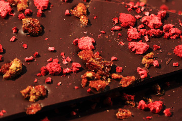 chocolate with nuts and raspberries