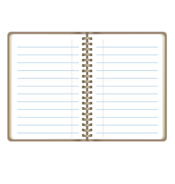 Blank Realistic Open Notebook With Lines Isolated On White Backg
