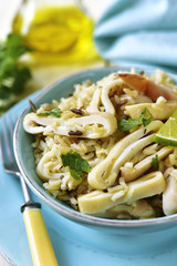 Calamari salad with wild and brown rice.