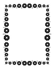 Flower frame. Decorative black and white frame with floral elements for decoration of the wedding invitations and birthday cards. Vector clip art.