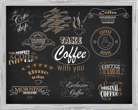 beautiful signboard coffee with inscriptions
