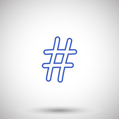 Blue line hand drawn Hash-Tag web icon