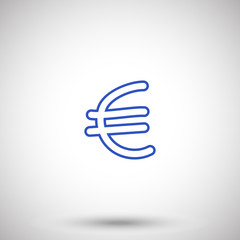 Blue line hand drawn Euro Sign web icon